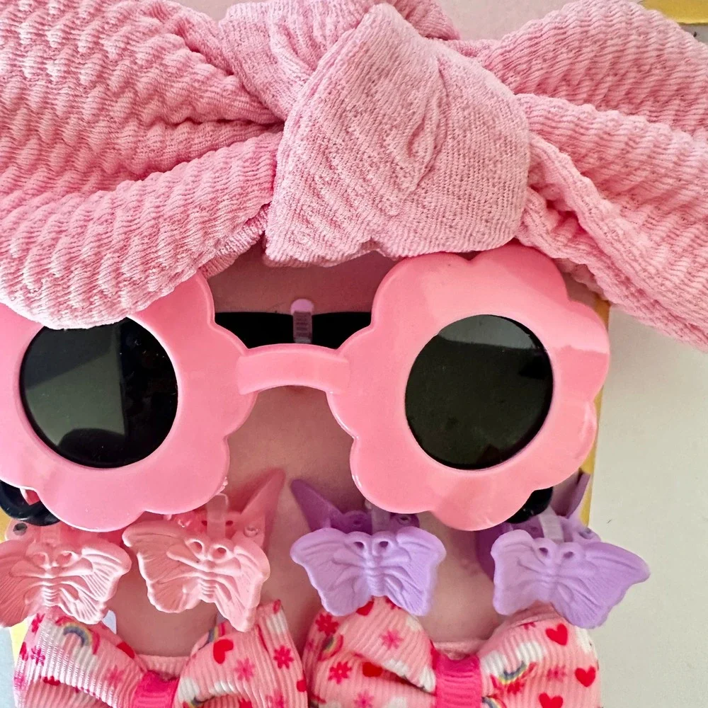 Paris Hilton Pet Shop Dog Accessories Set 12 PC Pink New Bows Sunglasses Clips‎
